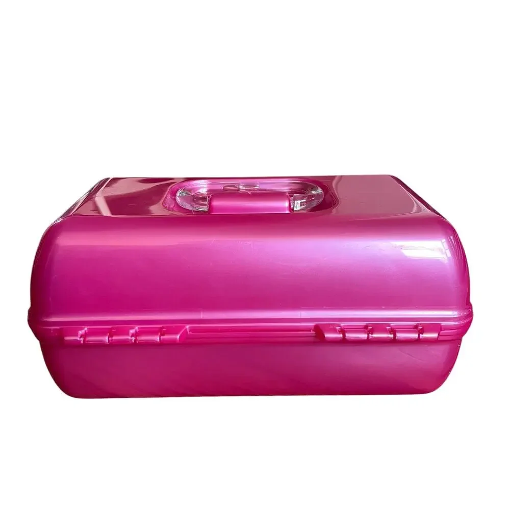 Caboodles Pink Make Up Storage Case with Mirror Two Levels Vintage